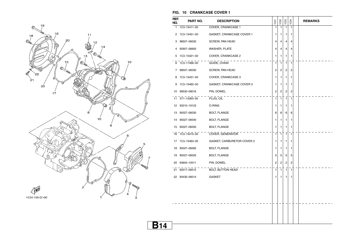 Crankcase cover 1 | Yamaha YZ125T1 User Manual | Page 20 / 58