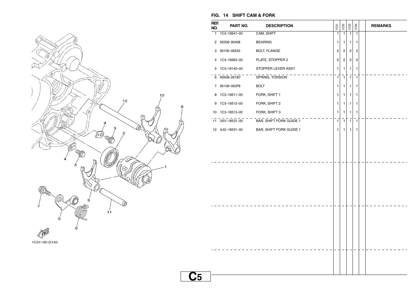 Shift cam & fork | Yamaha YZ125T1 User Manual | Page 25 / 58