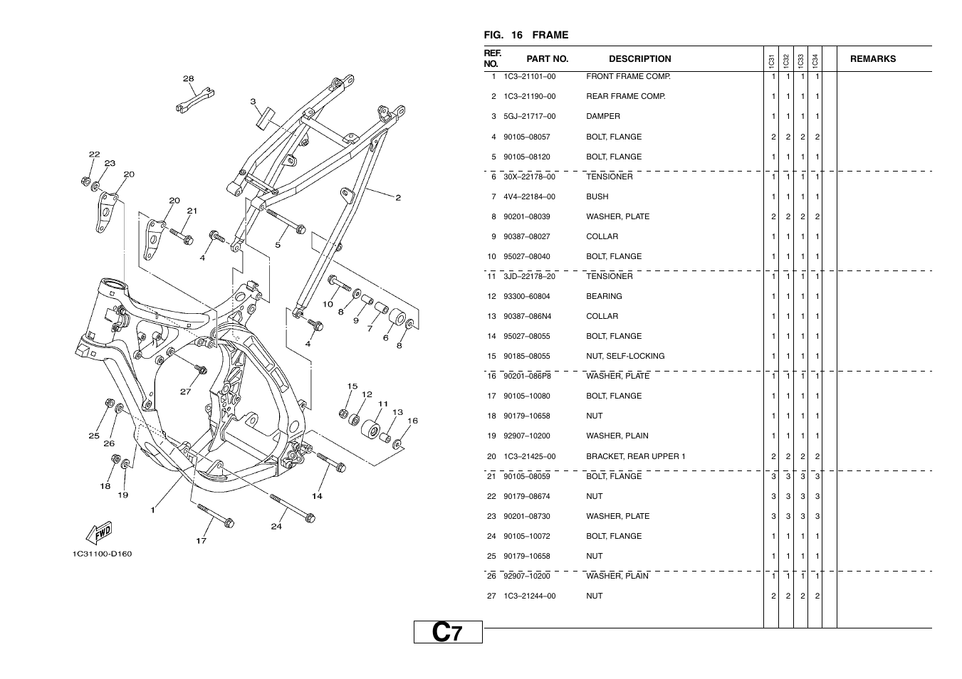 Frame | Yamaha YZ125T1 User Manual | Page 27 / 58