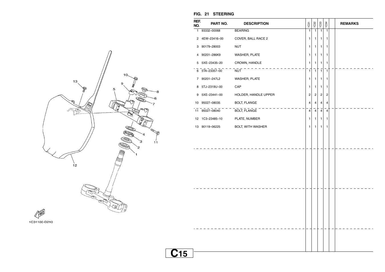 Steering | Yamaha YZ125T1 User Manual | Page 35 / 58