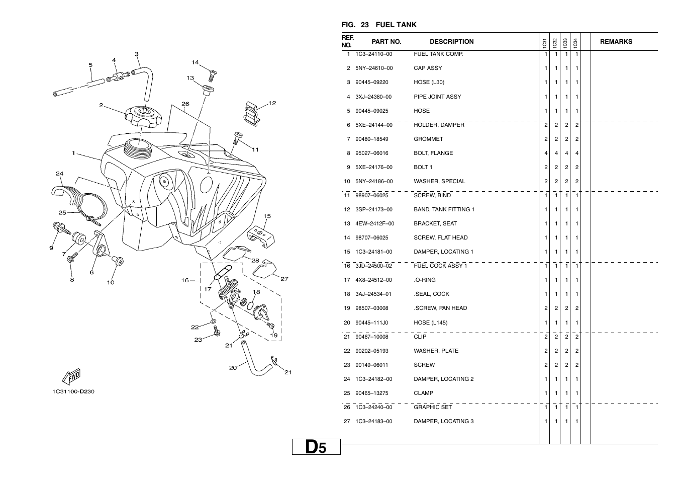 Fuel tank | Yamaha YZ125T1 User Manual | Page 39 / 58