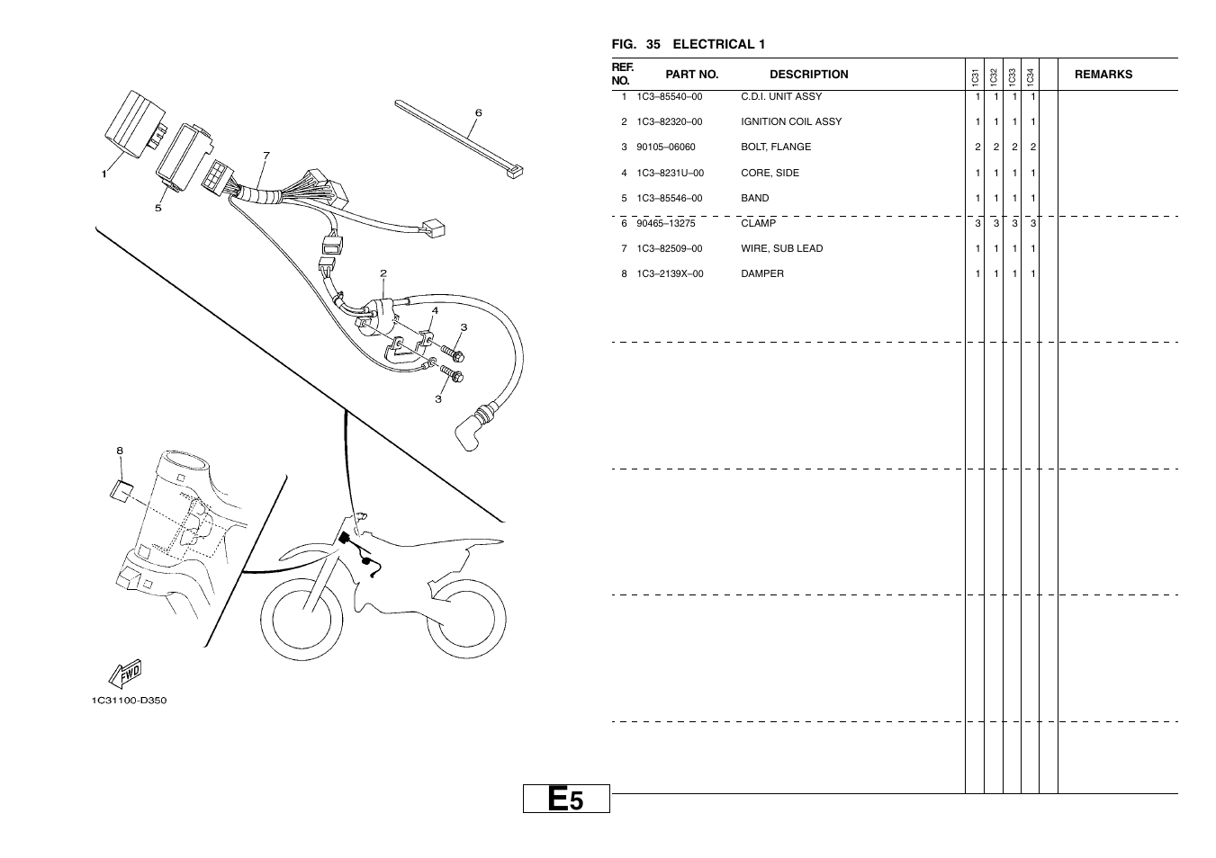 Electrical 1 | Yamaha YZ125T1 User Manual | Page 53 / 58