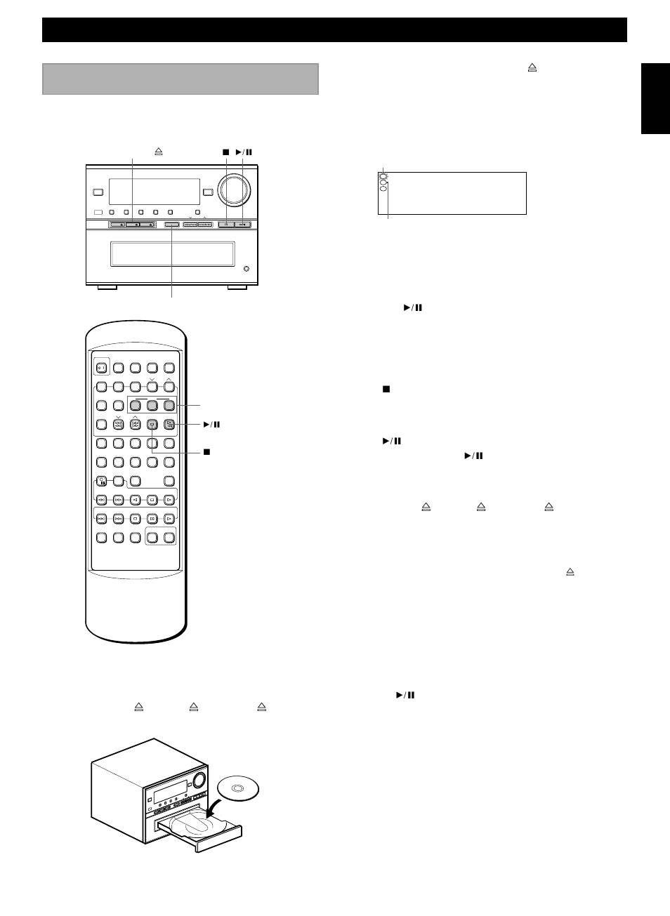 Cd playback, English to play cds 1, One touch play | Press 7, Press 6 . to resume play, press 6 again, Selected cd number, Light up in red when the tray contains a disc | Yamaha CRX-M5 User Manual | Page 15 / 35