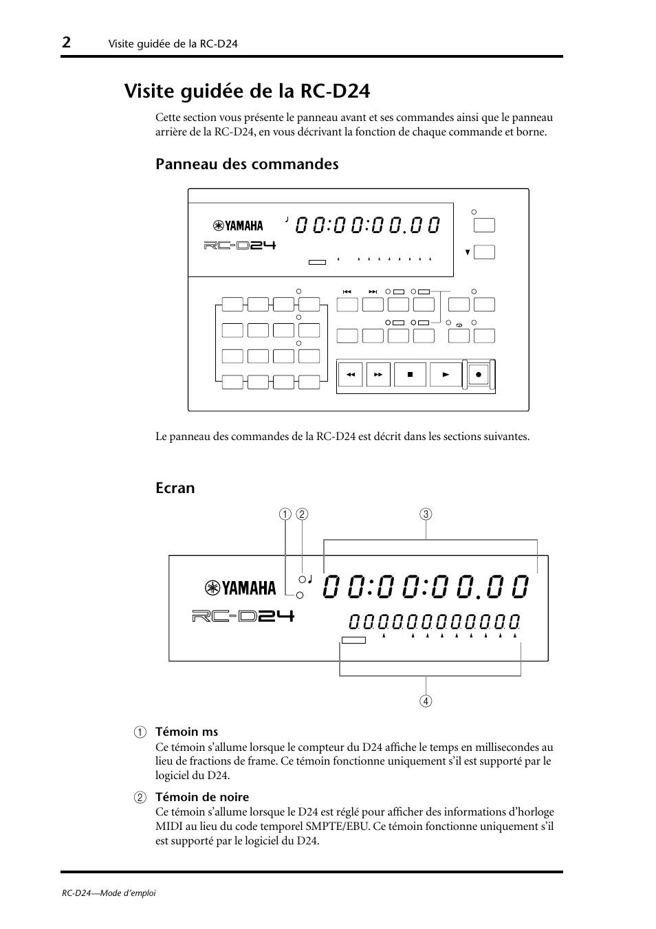 Visite guidée de la rc-d24, Panneau des commandes, Ecran | Yamaha RC-D24 User Manual | Page 17 / 62