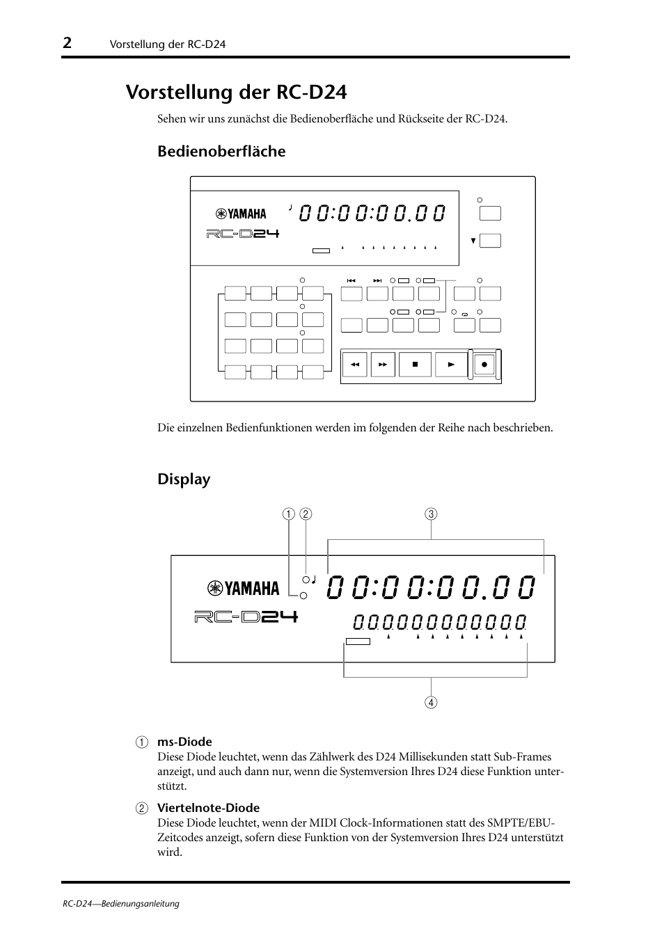 Vorstellung der rc-d24, Bedienoberfläche, Display | Yamaha RC-D24 User Manual | Page 29 / 62