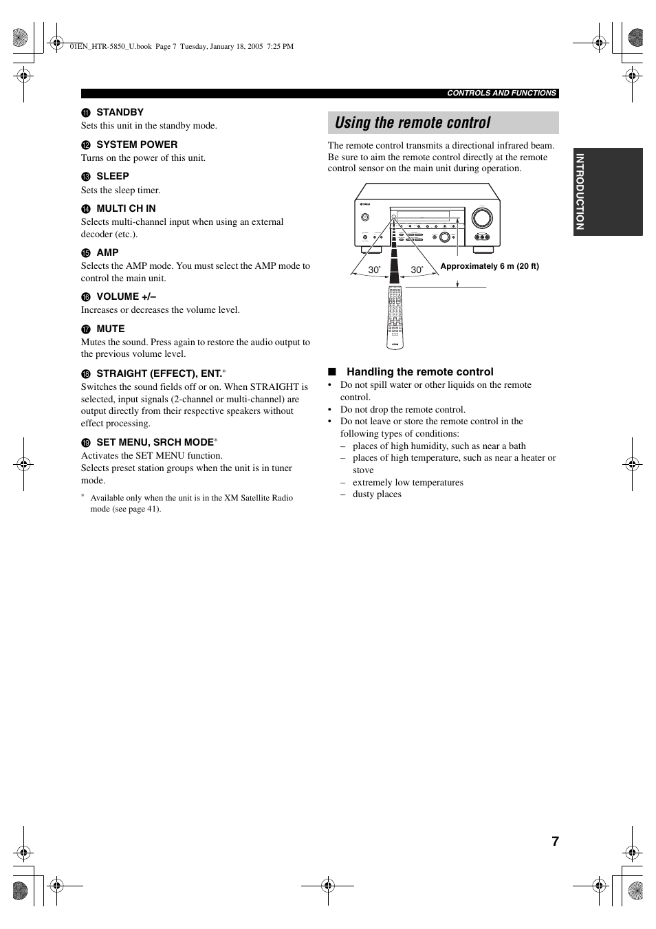 Using the remote control | Yamaha HTR-5850 User Manual | Page 11 / 91