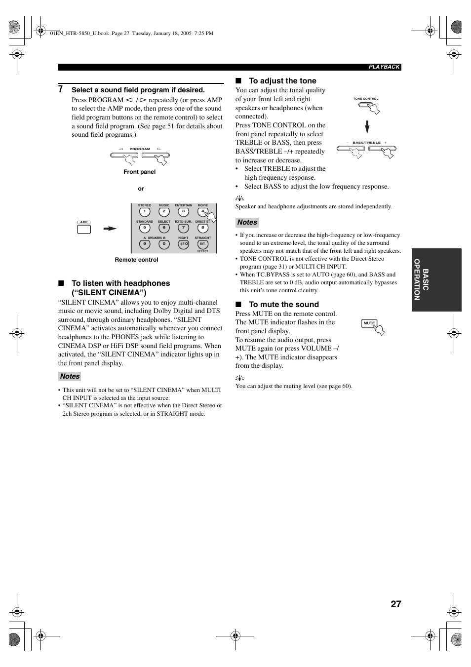 Basic o pera t ion | Yamaha HTR-5850 User Manual | Page 31 / 91