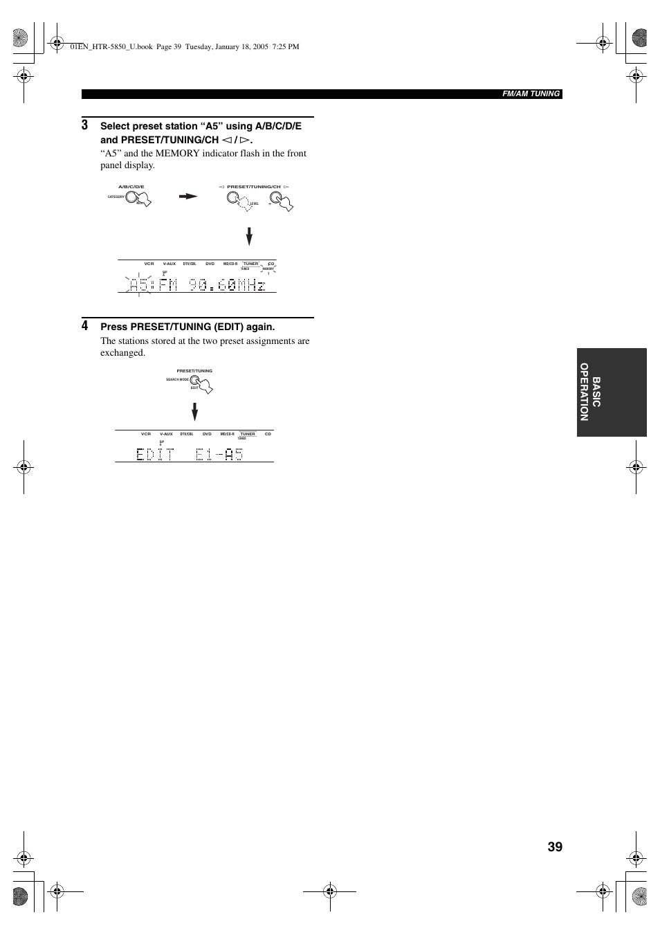 Basic o pera t ion | Yamaha HTR-5850 User Manual | Page 43 / 91