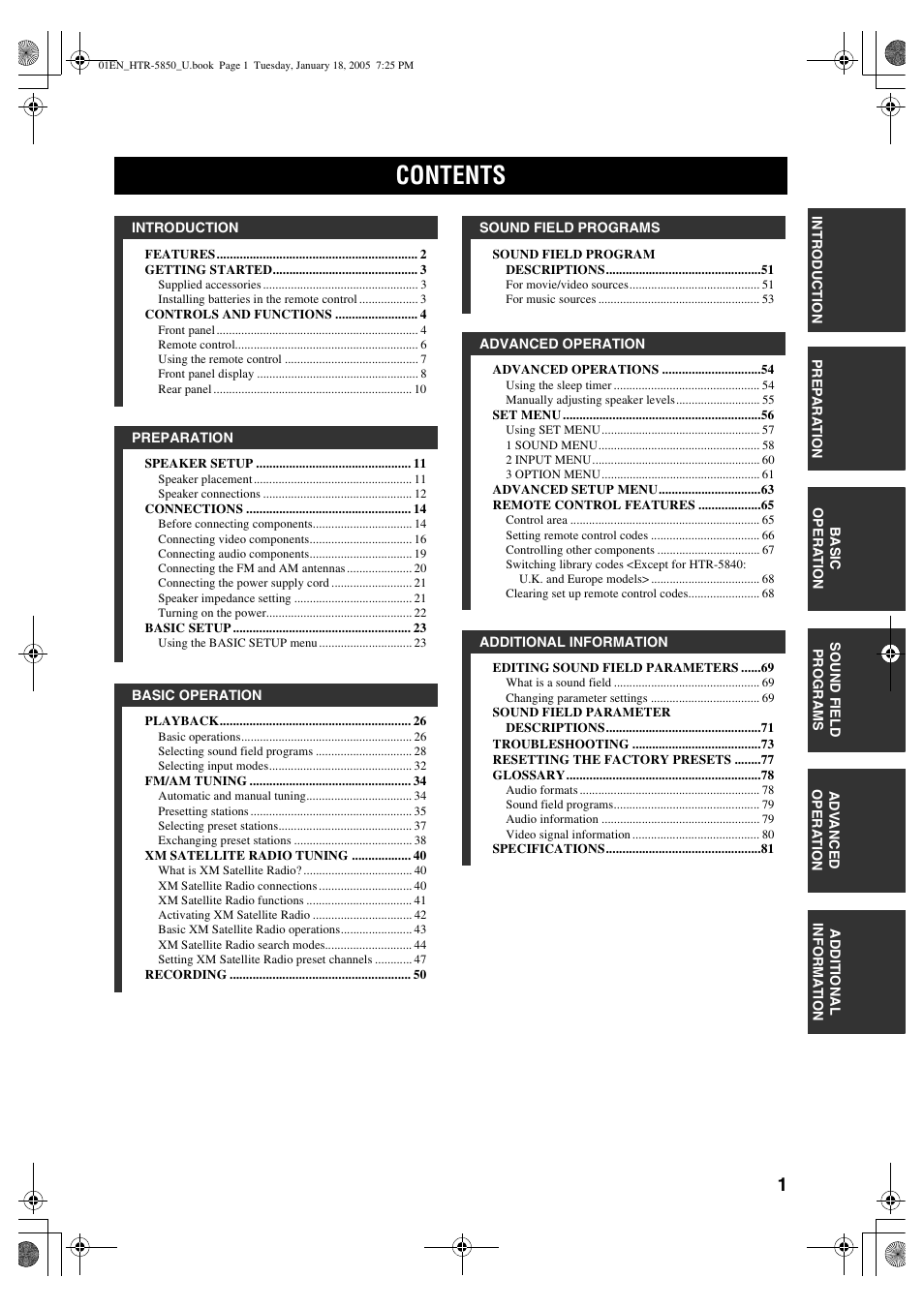 Yamaha HTR-5850 User Manual | Page 5 / 91