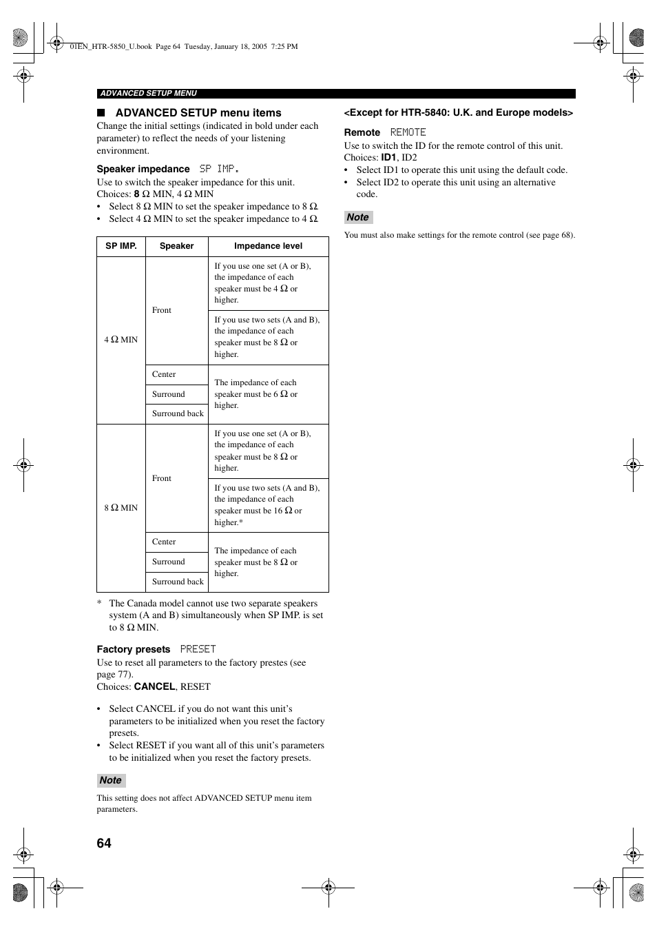 Yamaha HTR-5850 User Manual | Page 68 / 91