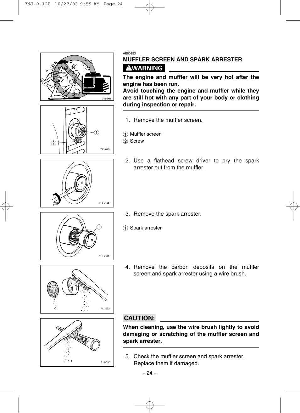 Muffler screen and spark arrester | Yamaha EF1600 User Manual | Page 29 / 41