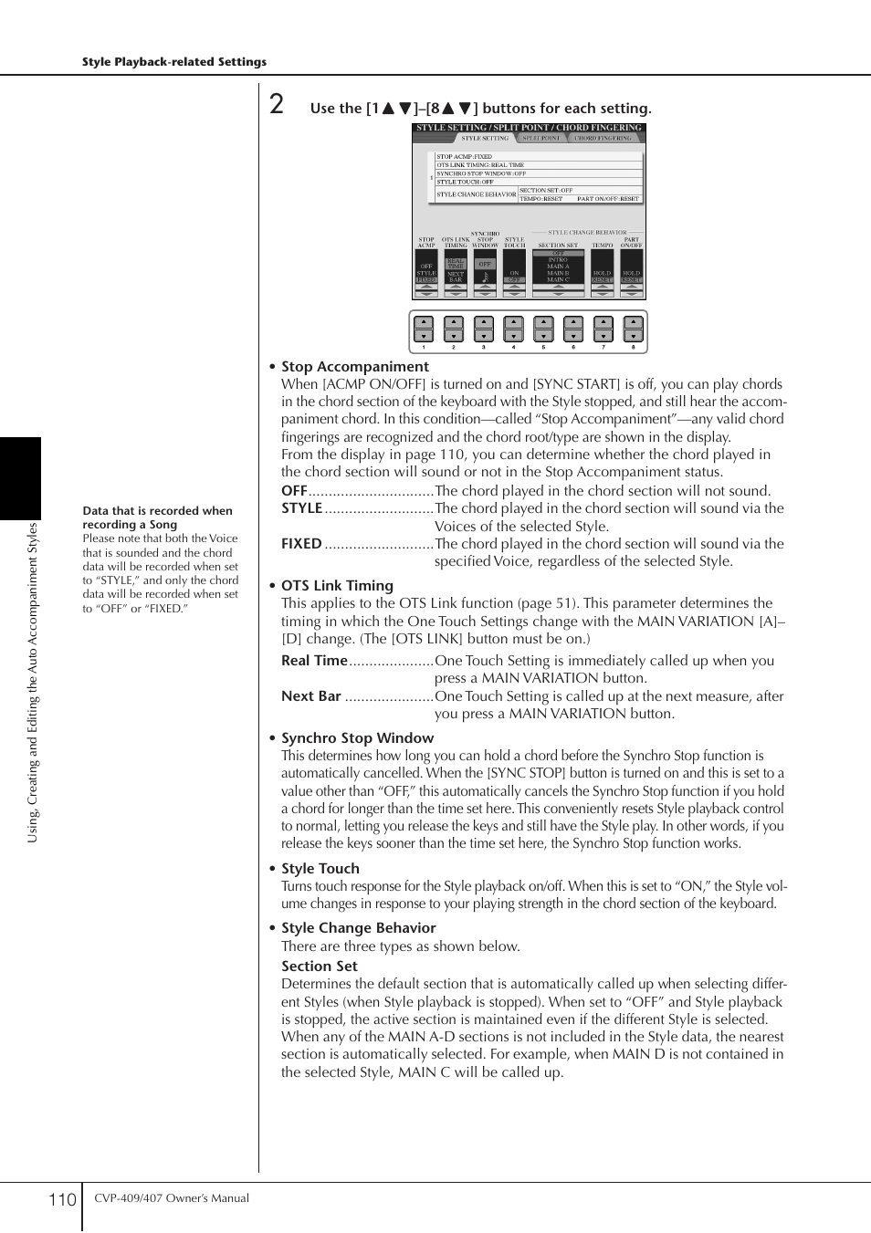Yamaha CVP-409 User Manual | Page 110 / 226