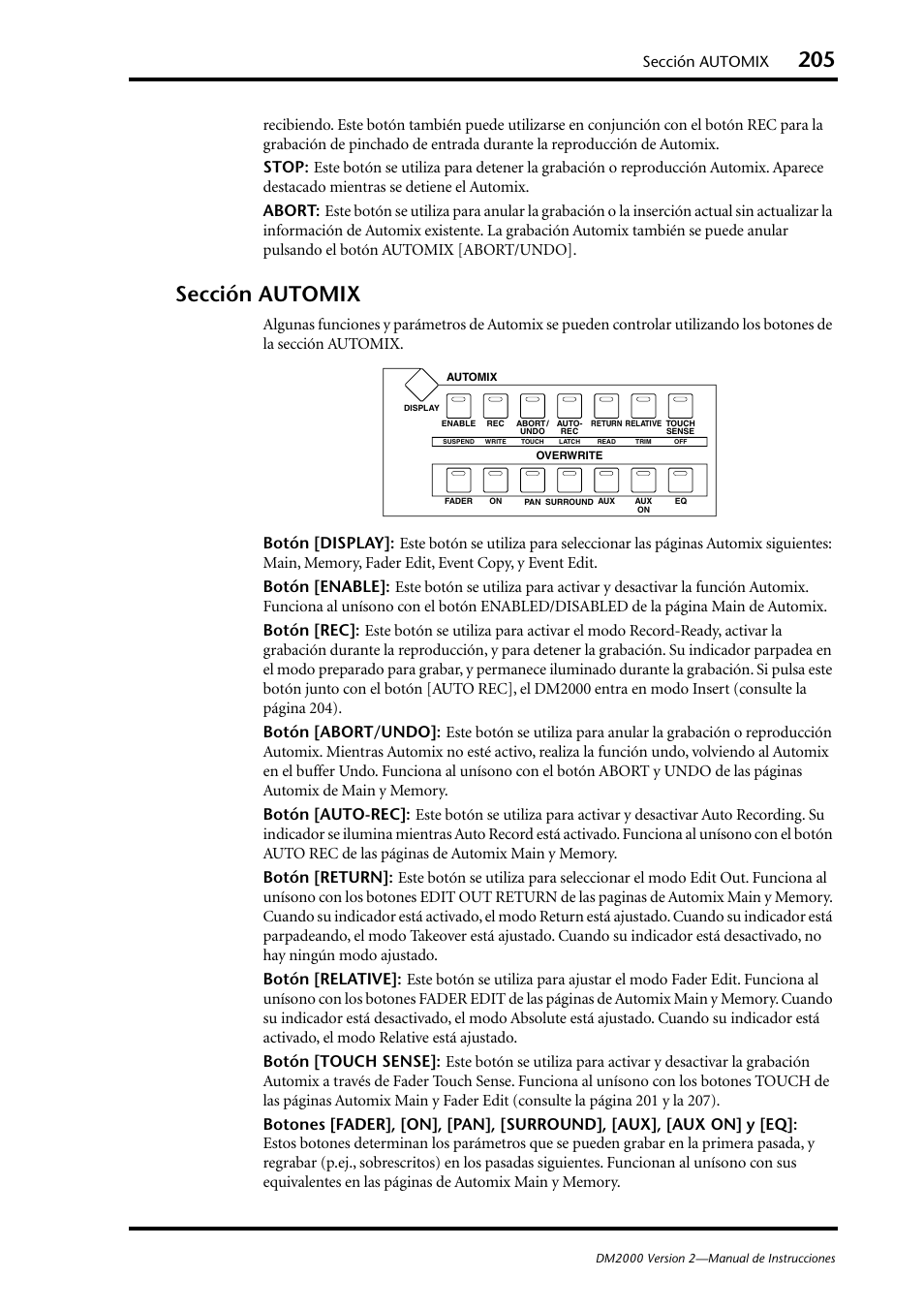 Sección automix | Yamaha DM 2000 User Manual | Page 205 / 410