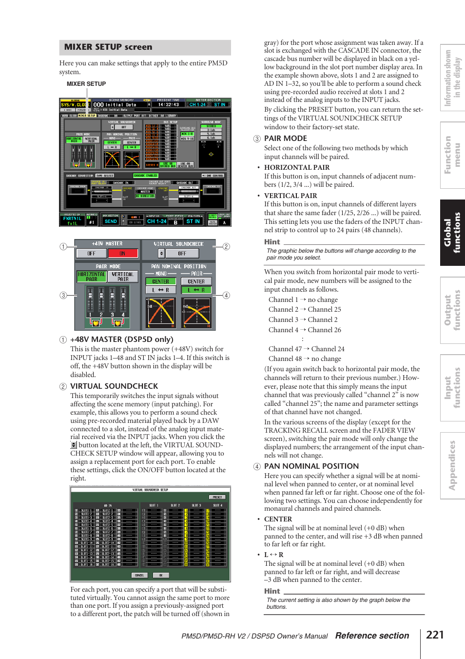 Mixer setup screen, P.221) | Yamaha DSP5D User Manual | Page 221 / 409