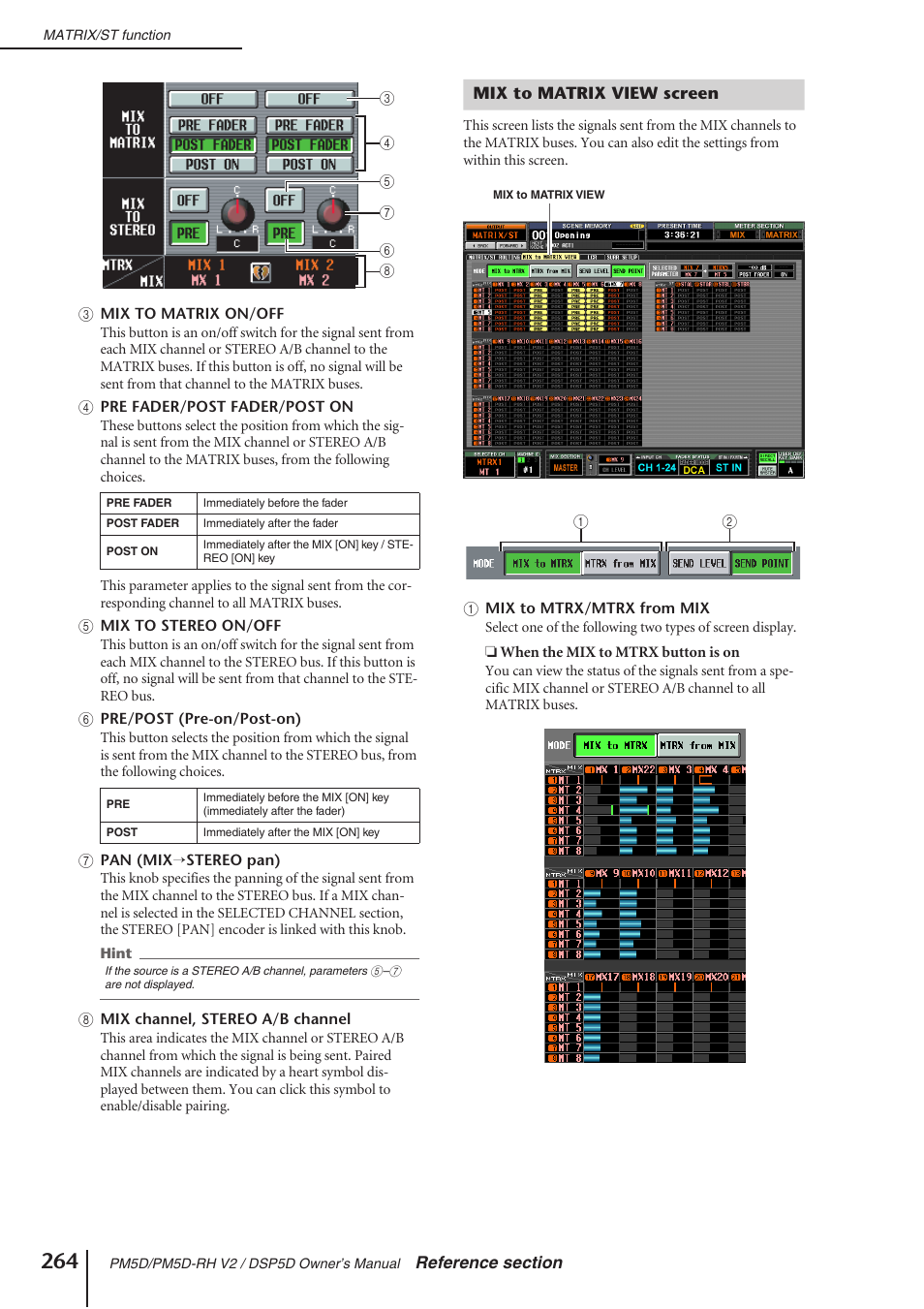 Mix to matrix view screen | Yamaha DSP5D User Manual | Page 264 / 409