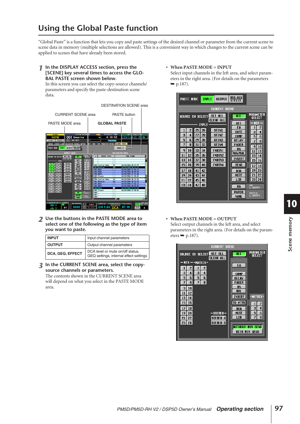 Using the global paste function | Yamaha DSP5D User Manual | Page 97 / 409