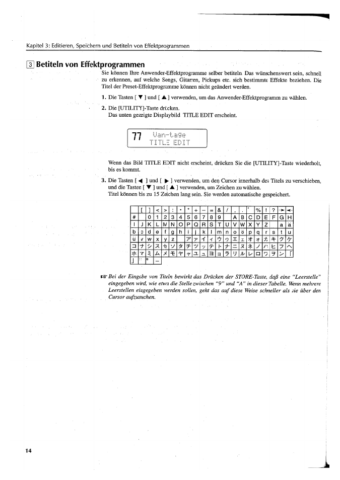 Betiteln von effektprogrammen | Yamaha FX550 User Manual | Page 114 / 150