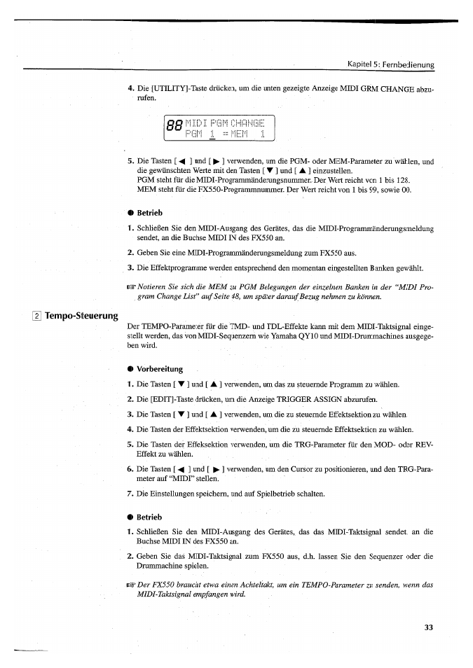 Betrieb, Vorbereitung | Yamaha FX550 User Manual | Page 133 / 150