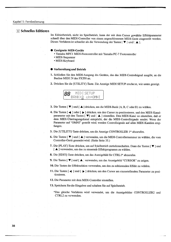 Geeignete midi-geräte, Vorbereitung und betrieb | Yamaha FX550 User Manual | Page 138 / 150