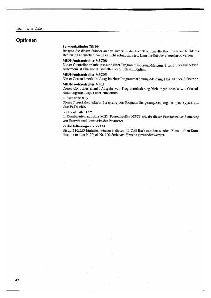Optionen | Yamaha FX550 User Manual | Page 142 / 150