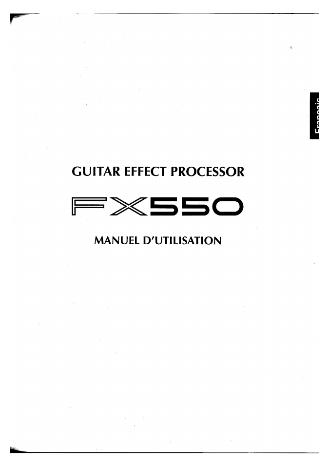 Guitar effect processor, Manuel d'utilisation | Yamaha FX550 User Manual | Page 51 / 150