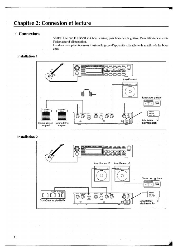 Chapitre 2: connexion et lecture, Connexions, Sb&b | Bibobb | Yamaha FX550 User Manual | Page 57 / 150