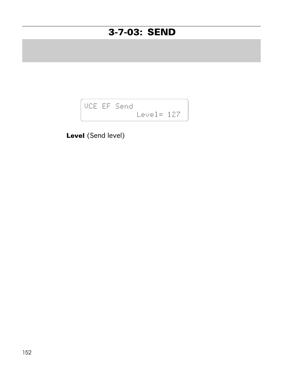 7-03: send, Vce ef send level= 127 | Yamaha TG500 User Manual | Page 164 / 334