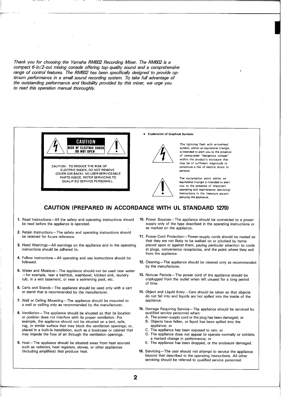 Yamaha RM602 User Manual | Page 3 / 44