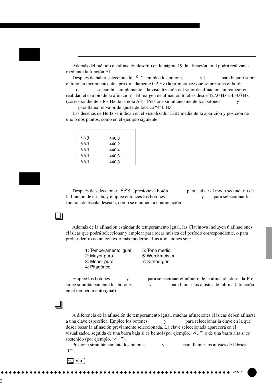 Modo de función, Afinación, Escala | Yamaha PDP-101 User Manual | Page 25 / 47