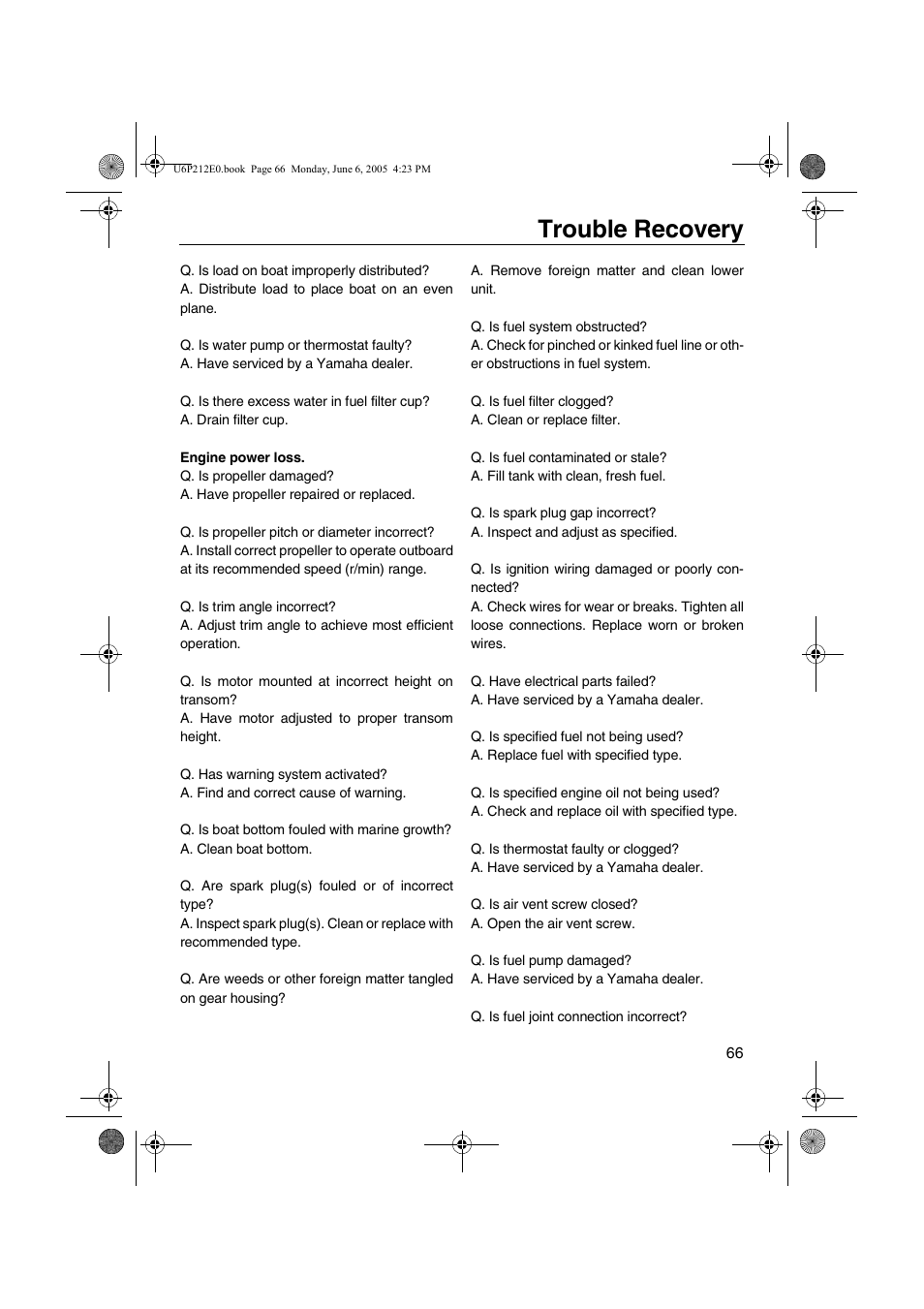 Trouble recovery | Yamaha F250 LF250 User Manual | Page 72 / 83