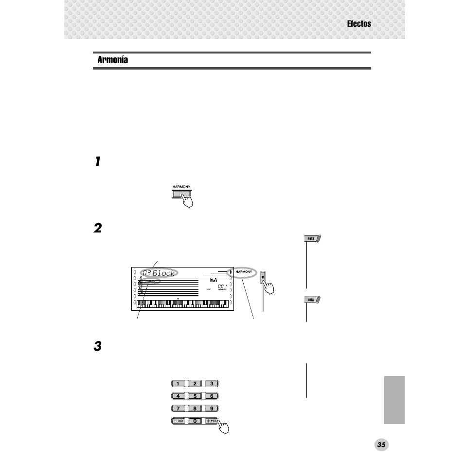 Armonía, Efectos | Yamaha Portable Grand DGX-300 User Manual | Page 35 / 116
