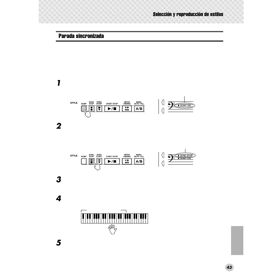 Parada sincronizada | Yamaha Portable Grand DGX-300 User Manual | Page 43 / 116
