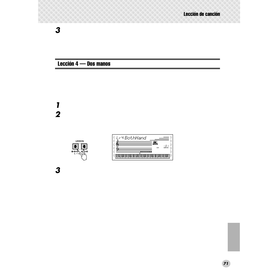 Lección 4 — dos manos | Yamaha Portable Grand DGX-300 User Manual | Page 71 / 116