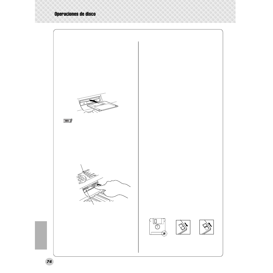 Operaciones de disco | Yamaha Portable Grand DGX-300 User Manual | Page 74 / 116