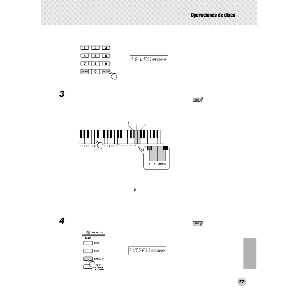Operaciones de disco | Yamaha Portable Grand DGX-300 User Manual | Page 77 / 116