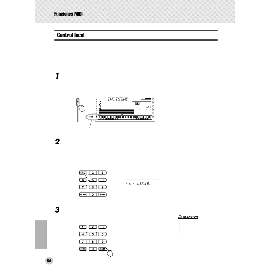 Control local, Funciones midi | Yamaha Portable Grand DGX-300 User Manual | Page 86 / 116