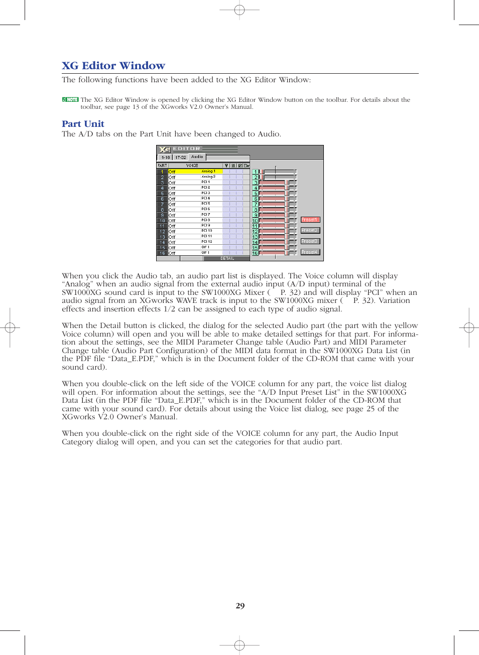 Xg editor window | Yamaha SW1000XG-E User Manual | Page 29 / 48