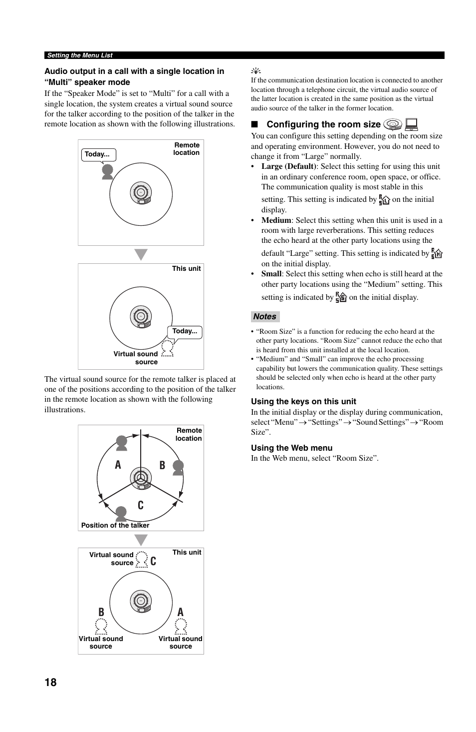 Configuring the room size | Yamaha PJP-50R User Manual | Page 23 / 53