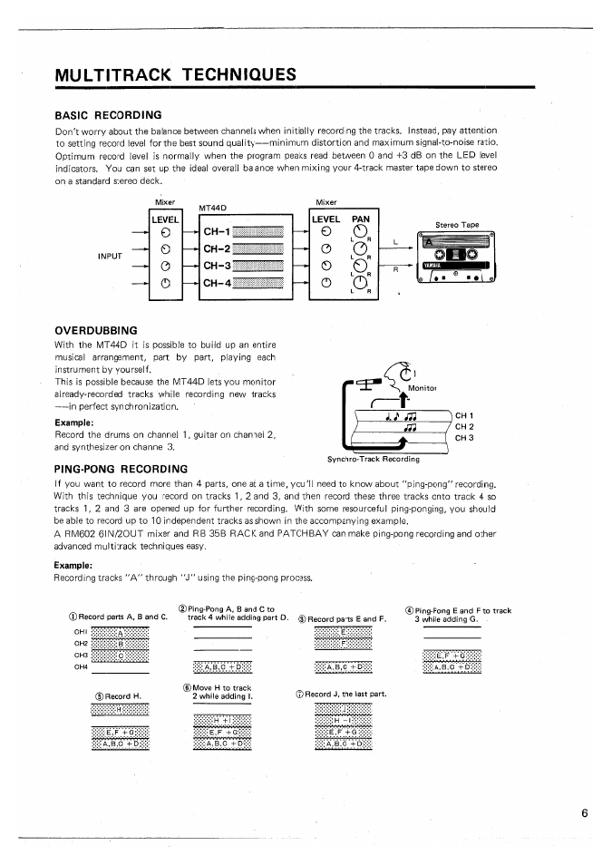 Multitrack techniques, Example, O o o o | Yamaha MT44D User Manual | Page 7 / 43