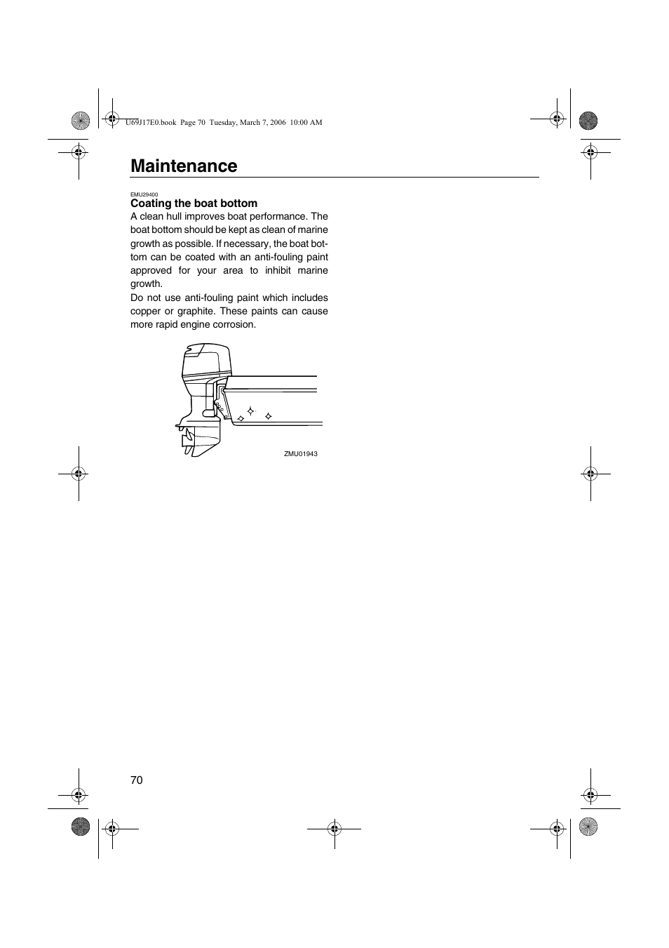 Coating the boat bottom, Maintenance | Yamaha LF225 User Manual | Page 76 / 94