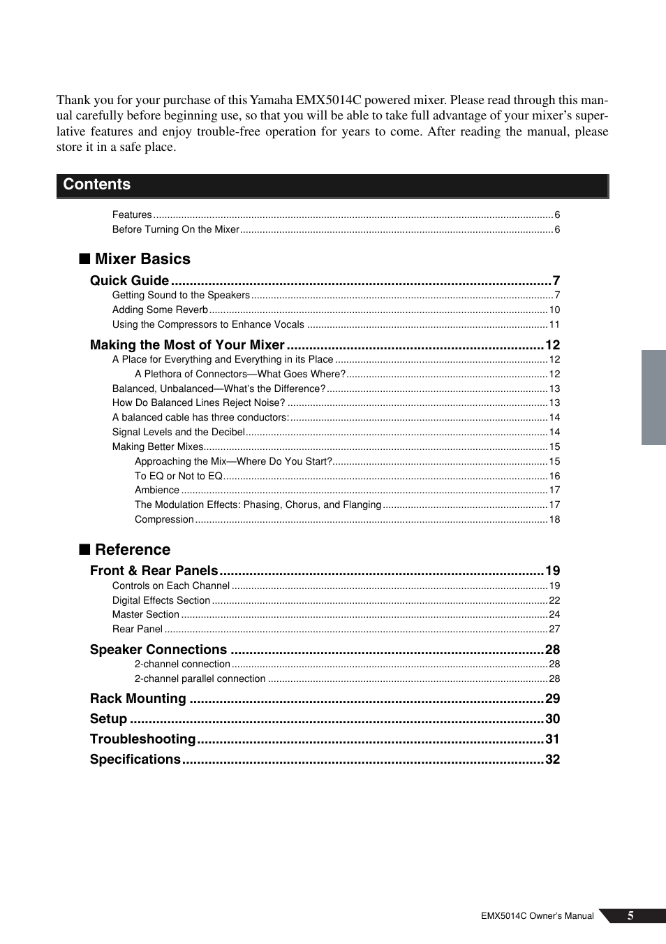 Yamaha EM5014C User Manual | Page 5 / 37