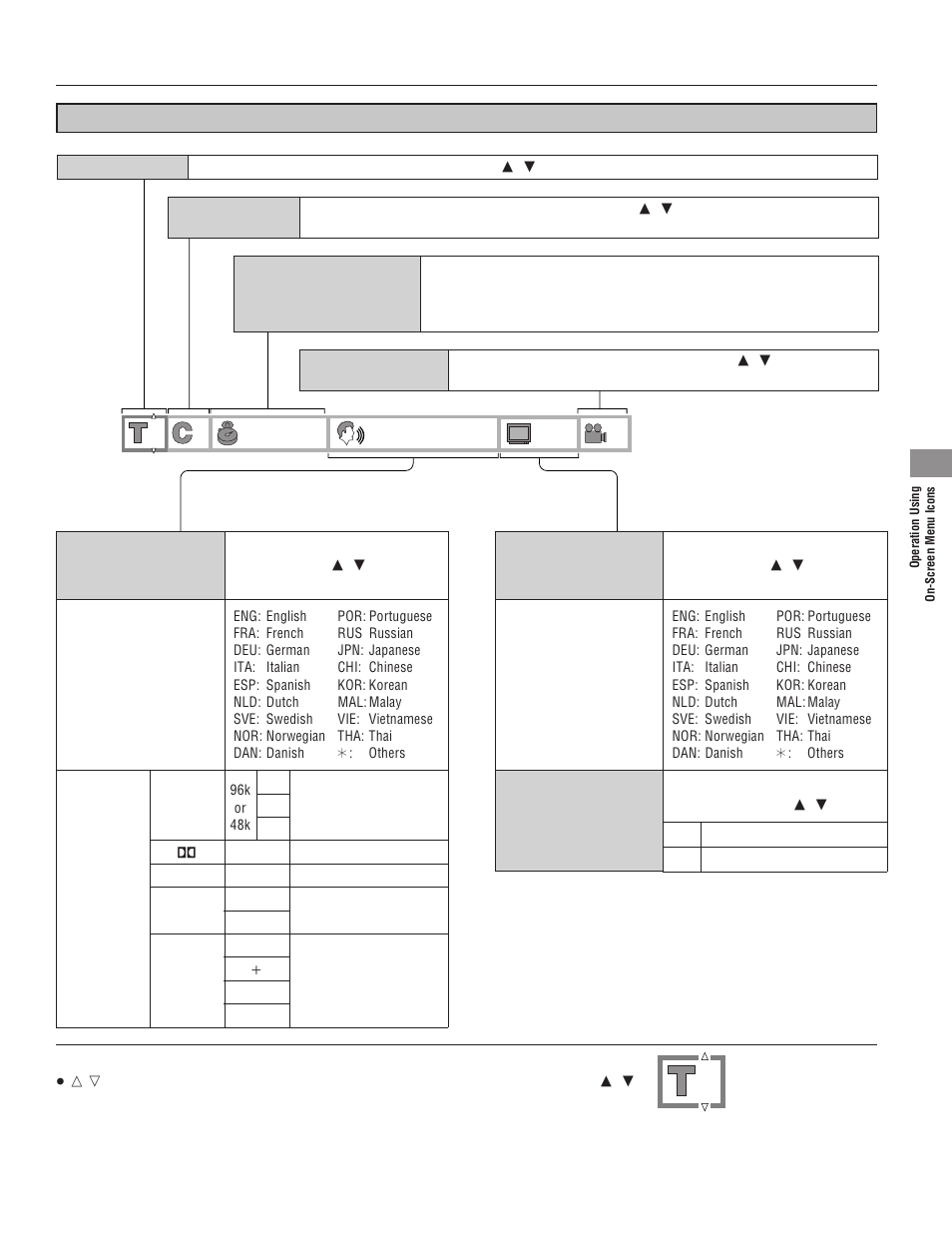 Detailed descriptions of each on-screen, Menu icon, Screen for disc information (for dvd) | Detailed descriptions of each on-screen menu icon | Yamaha DVD-S795 User Manual | Page 19 / 48