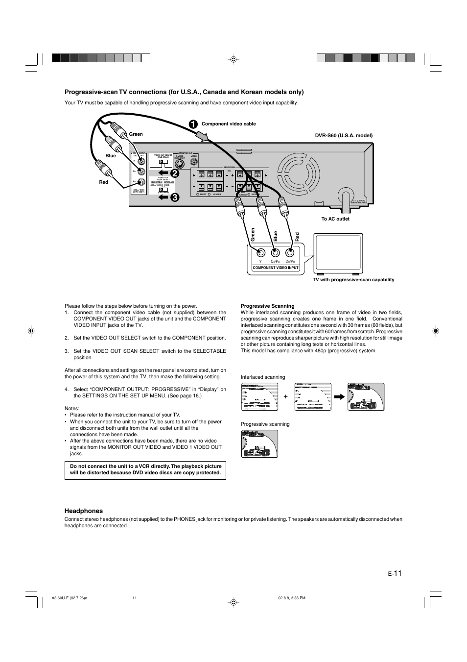 Headphones | Yamaha DVX-S60 User Manual | Page 15 / 31