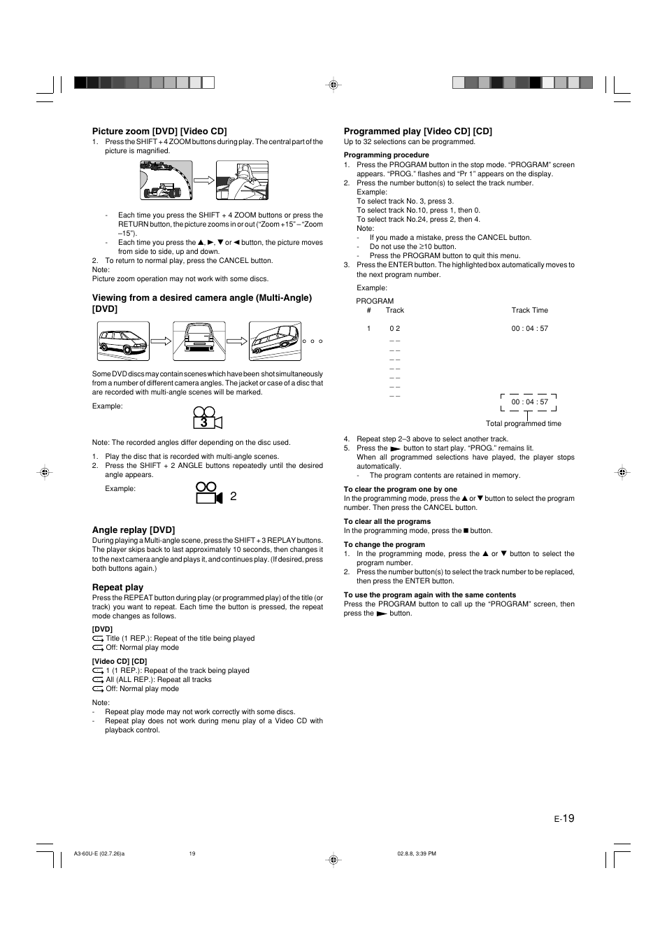 Picture zoom [dvd] [video cd, Angle replay [dvd, Repeat play | Programmed play [video cd] [cd | Yamaha DVX-S60 User Manual | Page 23 / 31