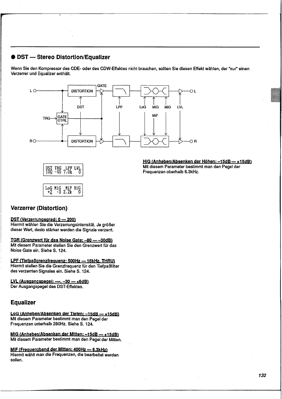 Verzerrer (distortion), Equalizer | Yamaha FX900 User Manual | Page 133 / 176