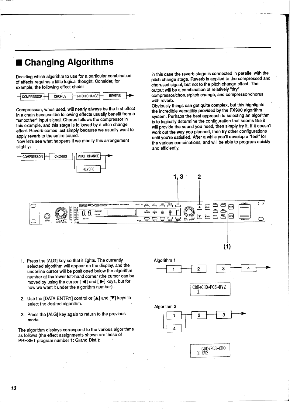 Changing algorithms | Yamaha FX900 User Manual | Page 14 / 176