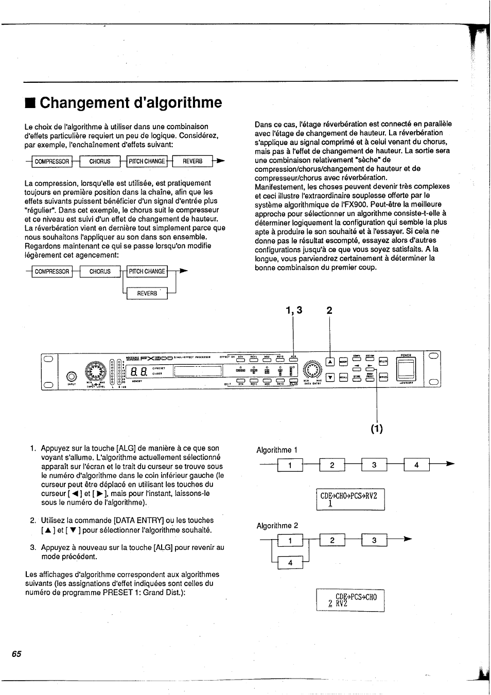 Changement d'algorithme | Yamaha FX900 User Manual | Page 66 / 176
