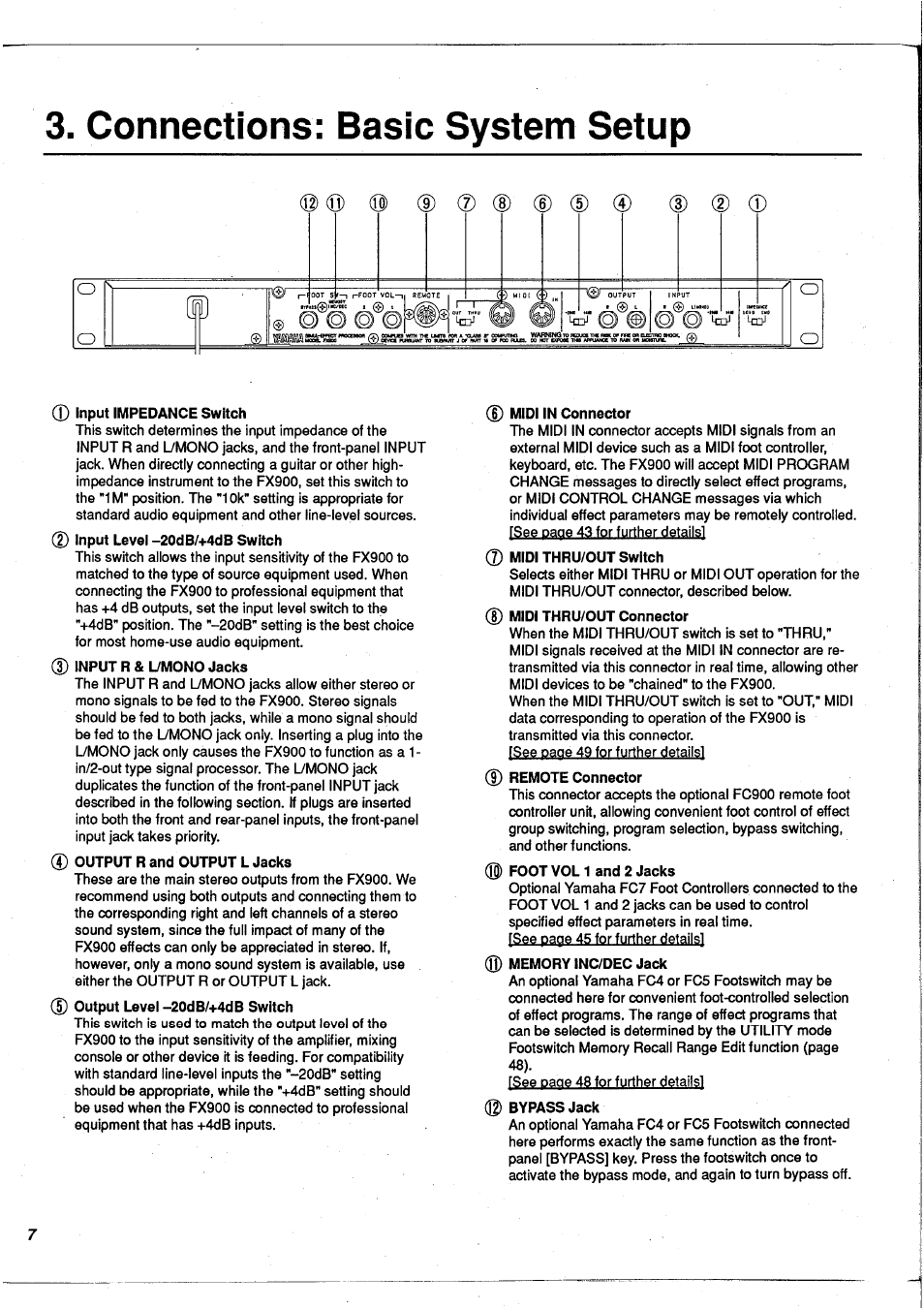 Connections: basic system setup, Connections: basic system.setup | Yamaha FX900 User Manual | Page 8 / 176