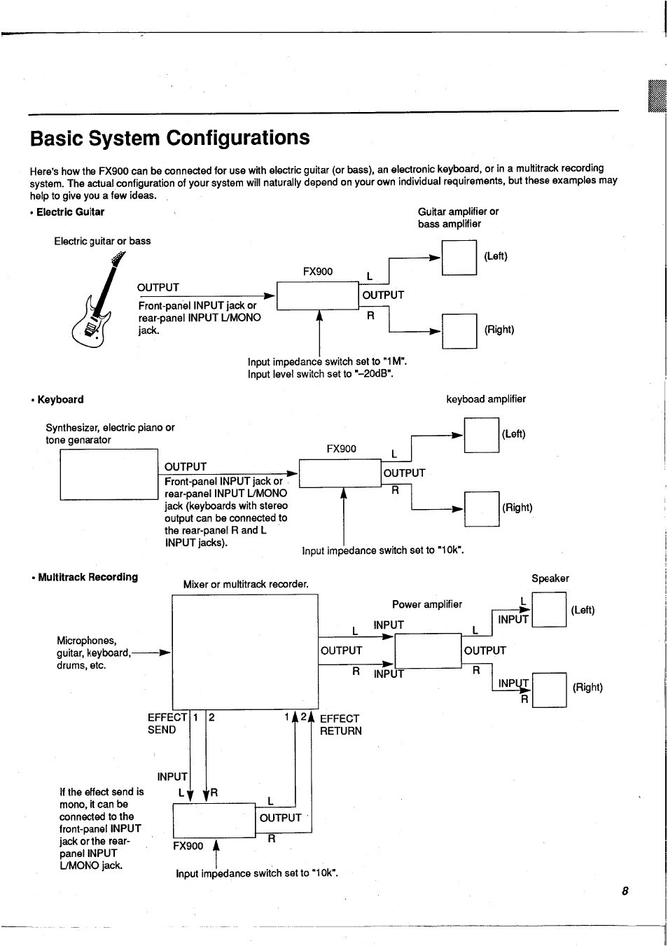 Basic system configurations | Yamaha FX900 User Manual | Page 9 / 176