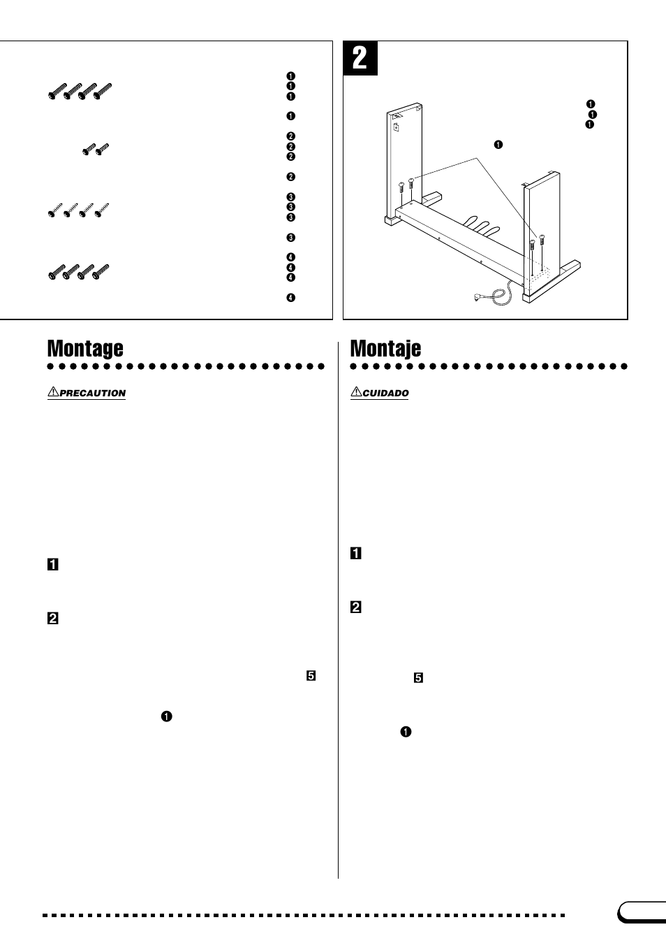 Montage, Montaje | Yamaha CVP-201 User Manual | Page 33 / 39